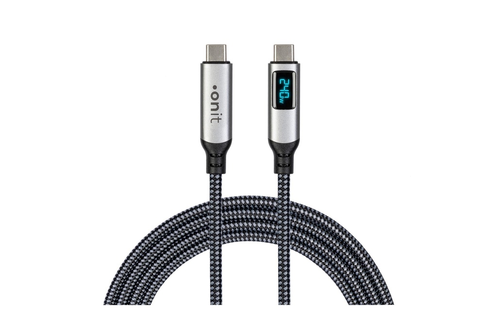 onit Câble USB4 Premium 240 W, USB-C - USB-C, 1 m, Noir/Gris