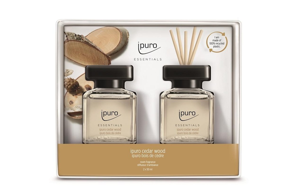 ipuro Bâtonnets parfumés Coffret bois de cèdre 2 x 50 ml 100 ml
