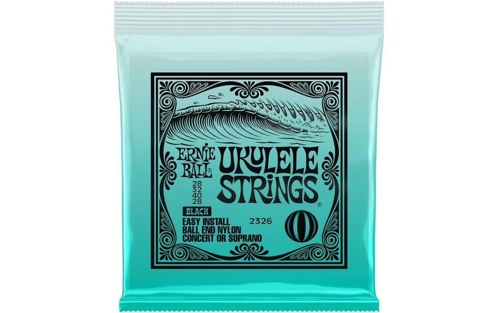 Ernie Ball Cordes de ukulélé 2326 Nylon Black 28-28 – Black 28-28
