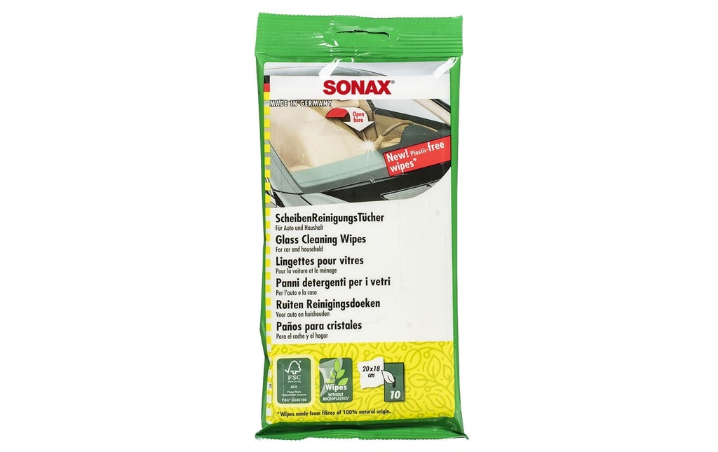 Sonax Chiffons de nettoyage des vitres, sachet de 10 pièces