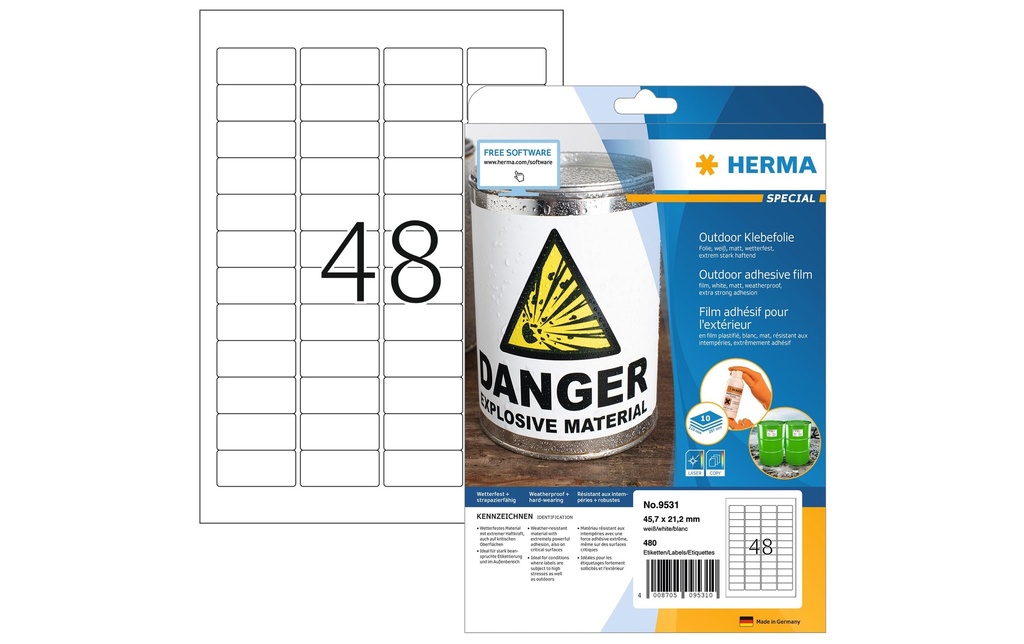 HERMA Etiquettes Outdoor 45.7x21.2 (10 pces)