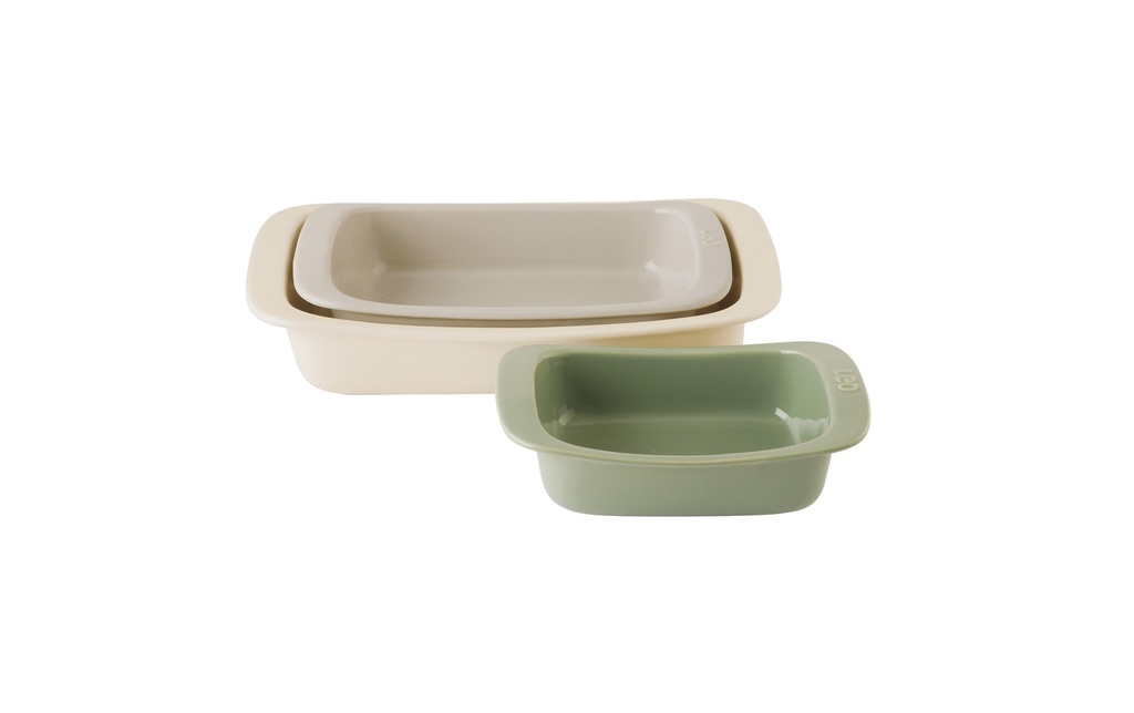 BergHOFF Services de plats en cocotte Leo Balance, 3 pièces, Angulaire, Vert/Beige