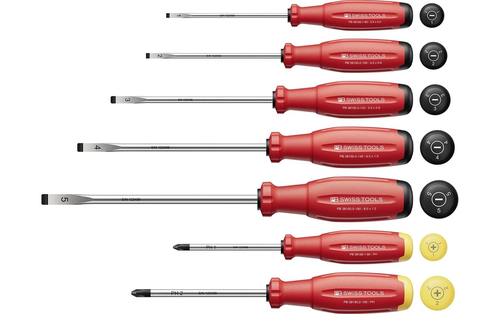 PB Swiss Tools Jeu de tournevis SwissGrip Evo PB 38252 à fente Phillips