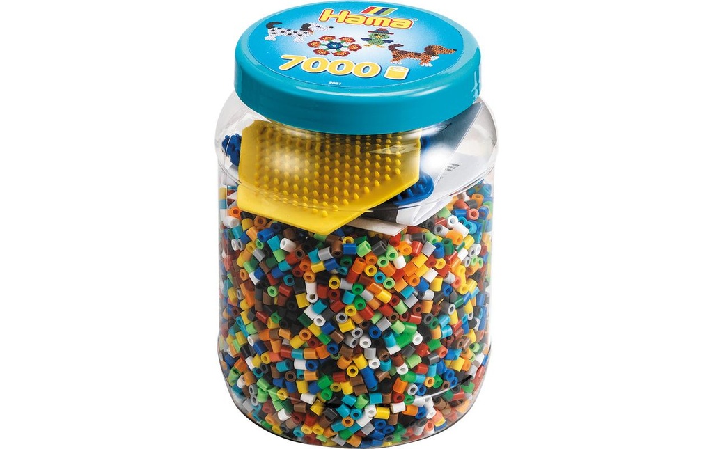 Hama Perles à repasser midi, 7.000 pcs. + 2 plaques à crayons Multicolore