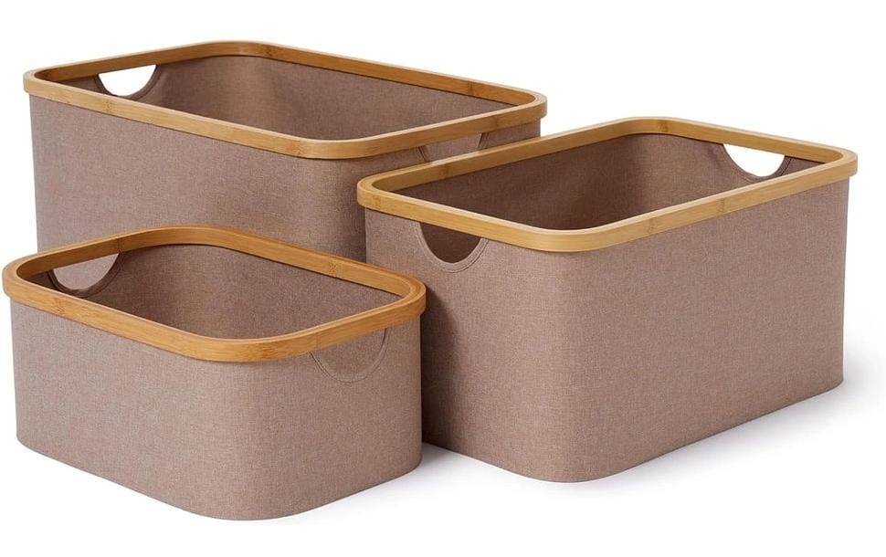 Lumaland Boîte de rangement rectangulaire 3 pièces, Taupe
