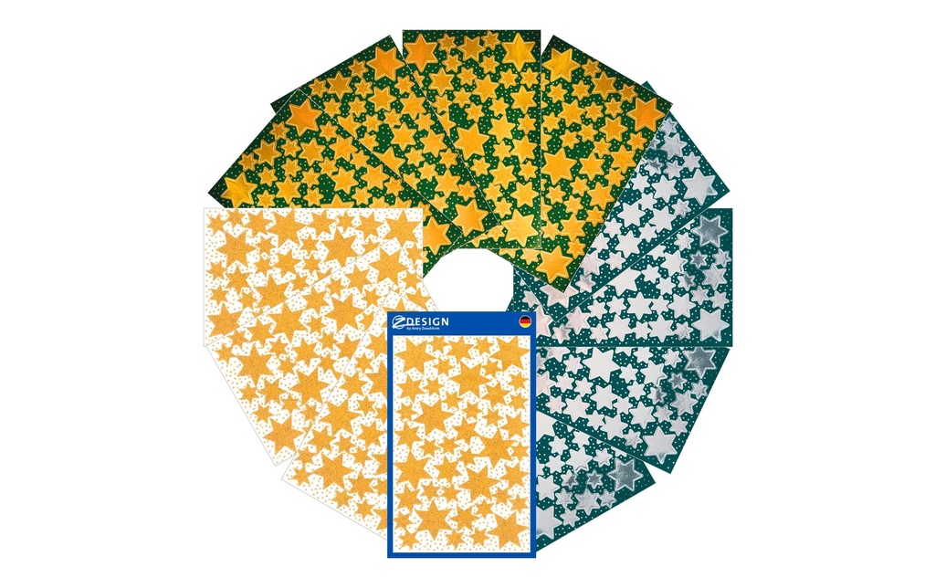 Z-Design Autocollant à motif Étoiles de Noël Doré/Argenté, 556 Autocollants