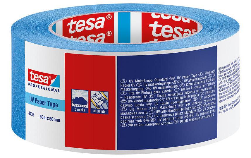 tesa Crêpe de peintre UV 50 mm x 50 m, bleu