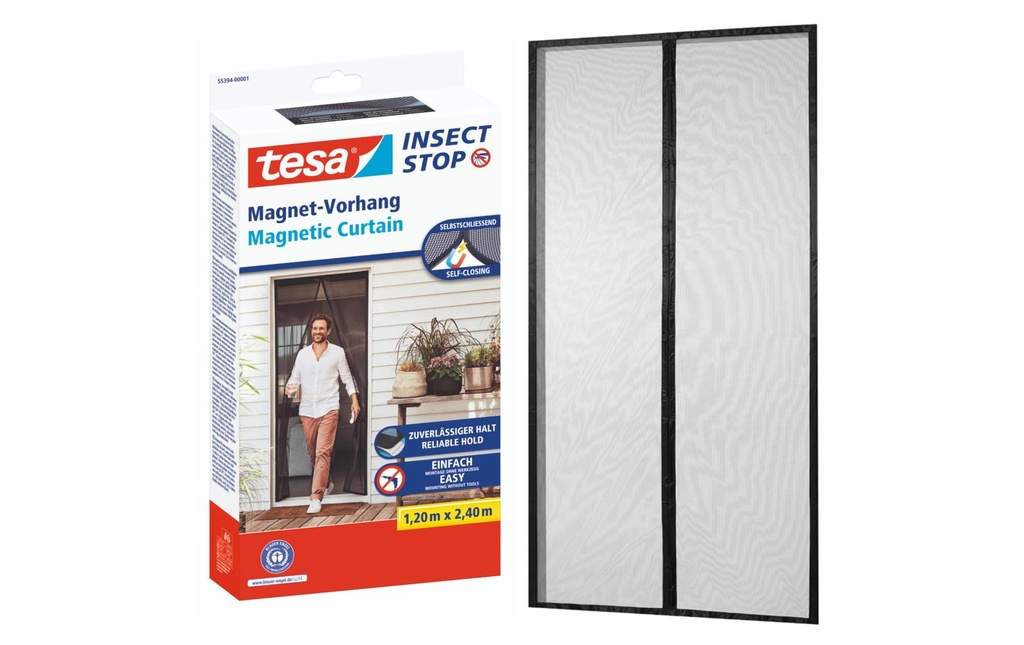 tesa Moustiquaire Rideau magnétique 1,2 x 2,4 m, anthracite