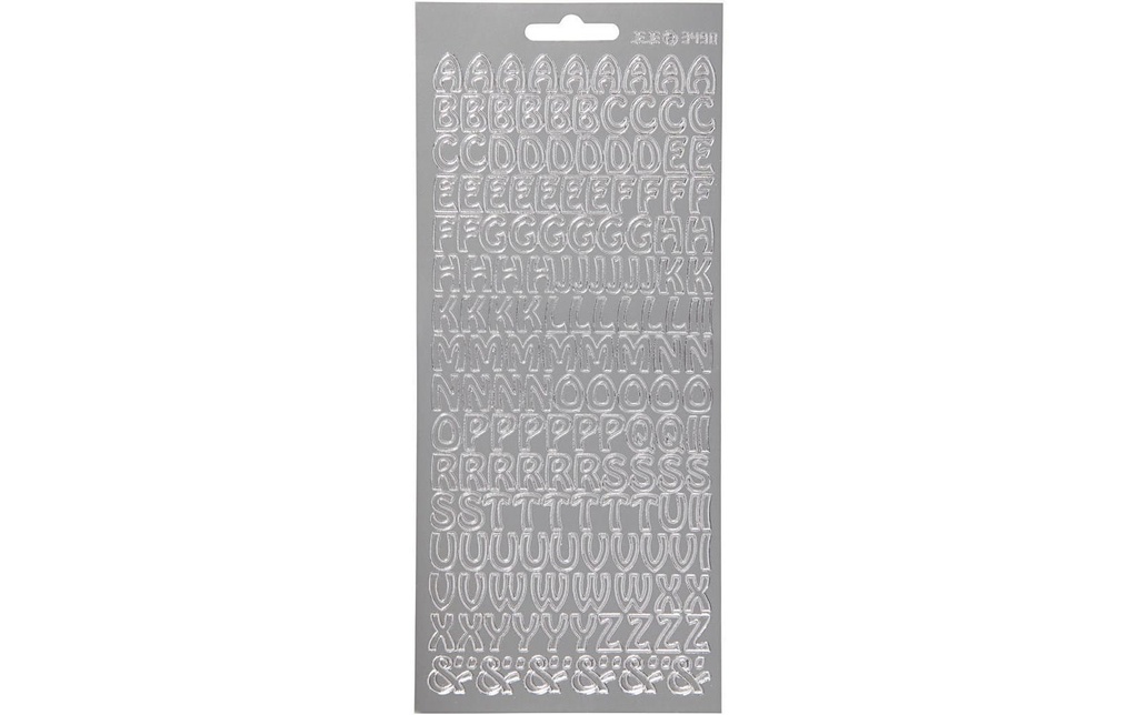 Creativ Company Autocollant métallisé 10 cm x 23 cm Lettres, argent, 1 feuille