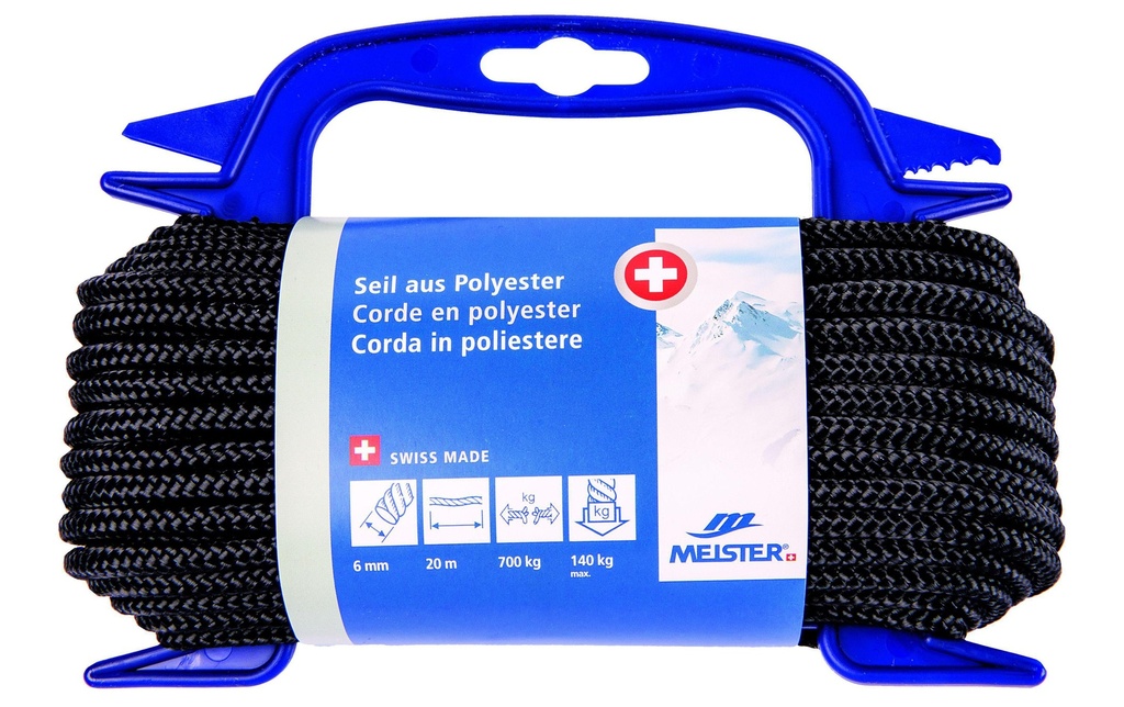Meister Polyesterseil Ø 6 mm, 20 m, 700 kg, Noir