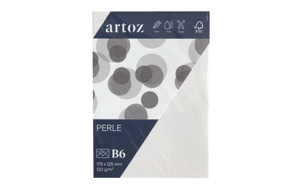 Artoz Enveloppe Perle B6, 5 Pièce/s, Blanc