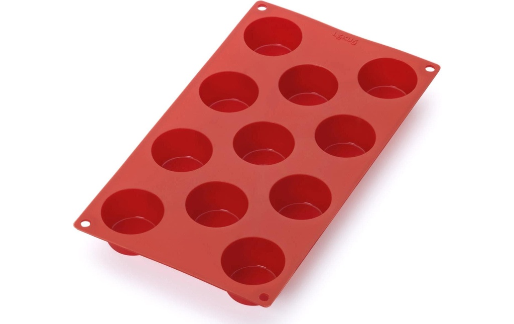 Lékué Moule à muffins Silicone, Rouge, 11 alvéoles