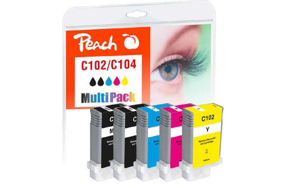 Peach Encre Canon PFI-102 / 104M BK, MBK, C, M, Y