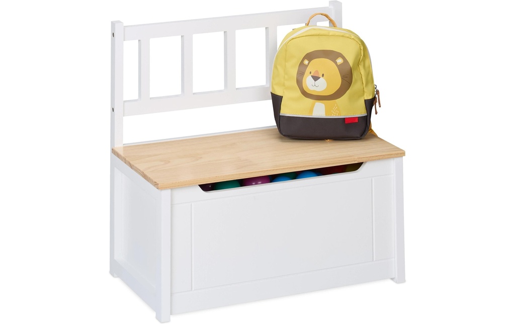 relaxdays Banc pour enfants Blanc; Brun clair