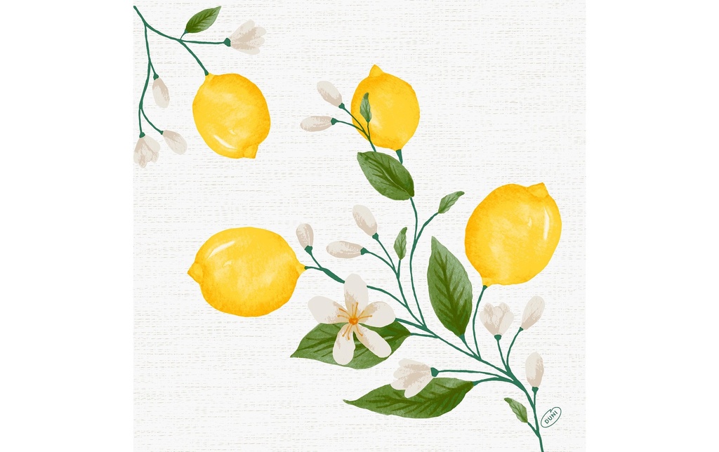 Duni Serviettes en papier Lemon Fiesta 40 cm x 40 cm, 60 Pièce/s