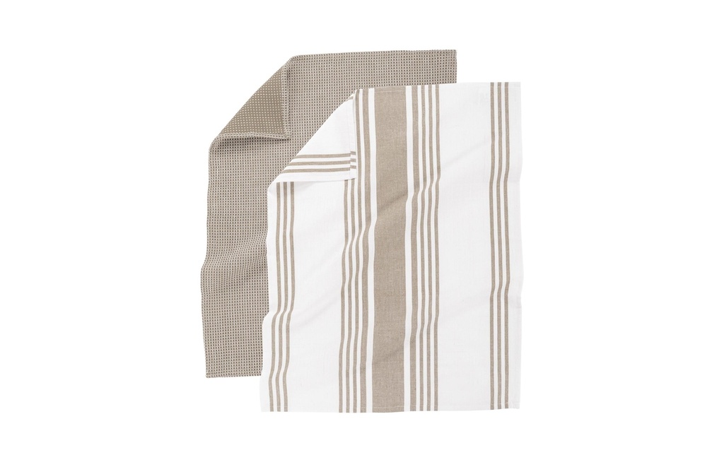 Tiseco Torchon pour la vaisselle Combo Set de 4 pièces, Blanc/Taupe
