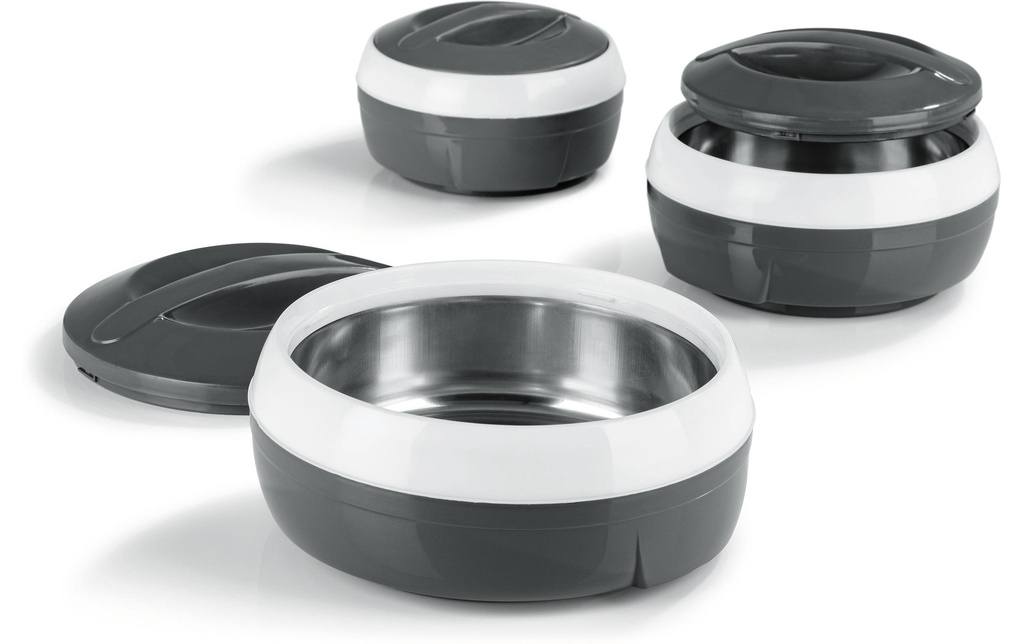 GOURMETmaxx Bol thermique Set 3 pcs. Gris/Blanc