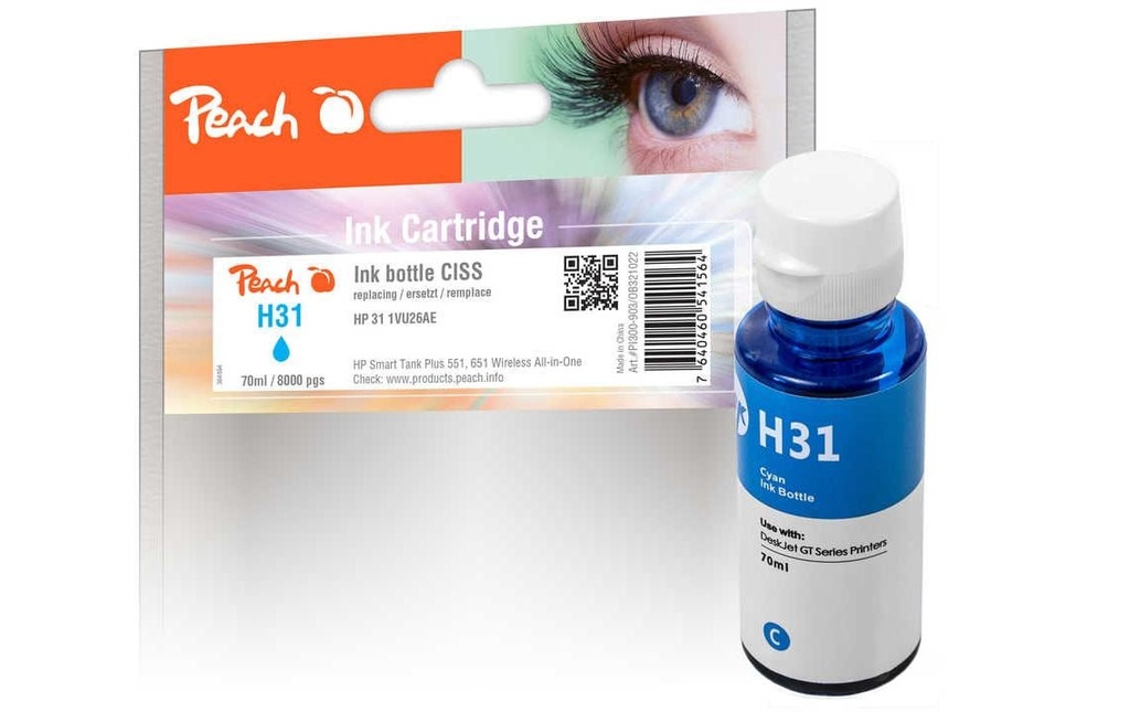 Peach Encre HP 31 (1VU26AE) Cyan