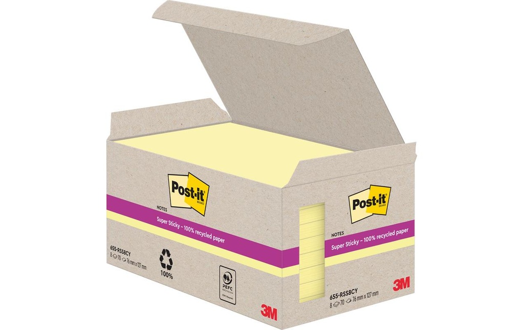 Post-it Super Sticky notes recyclées Jaune