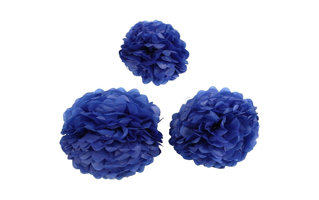 Creativ Company Pompons 20 + 24 + 30 cm 3 pièces, bleu