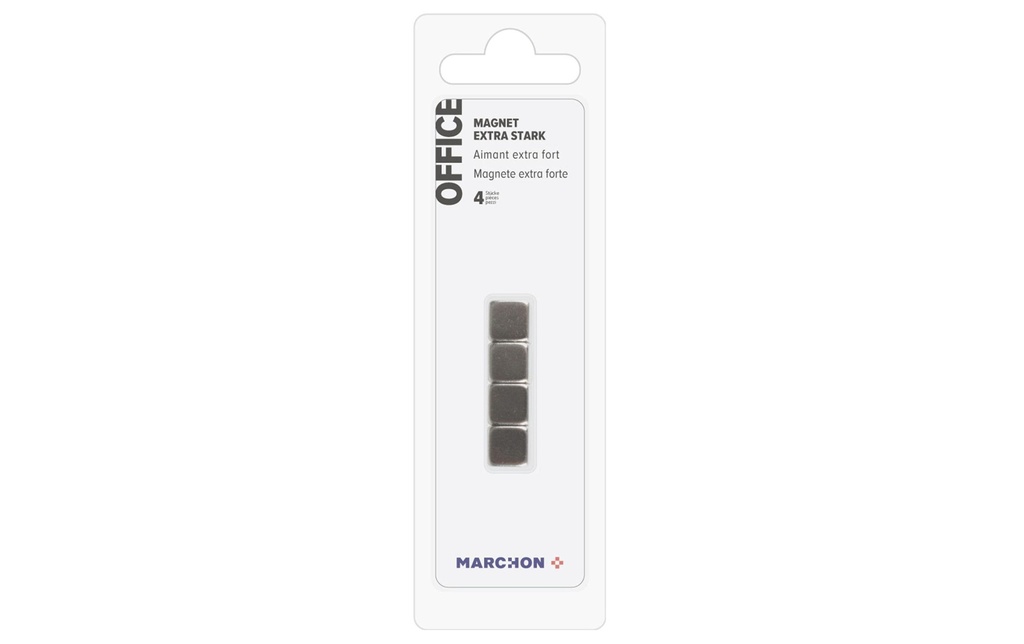 Office Aimant Extra strong carré, 4 pièces