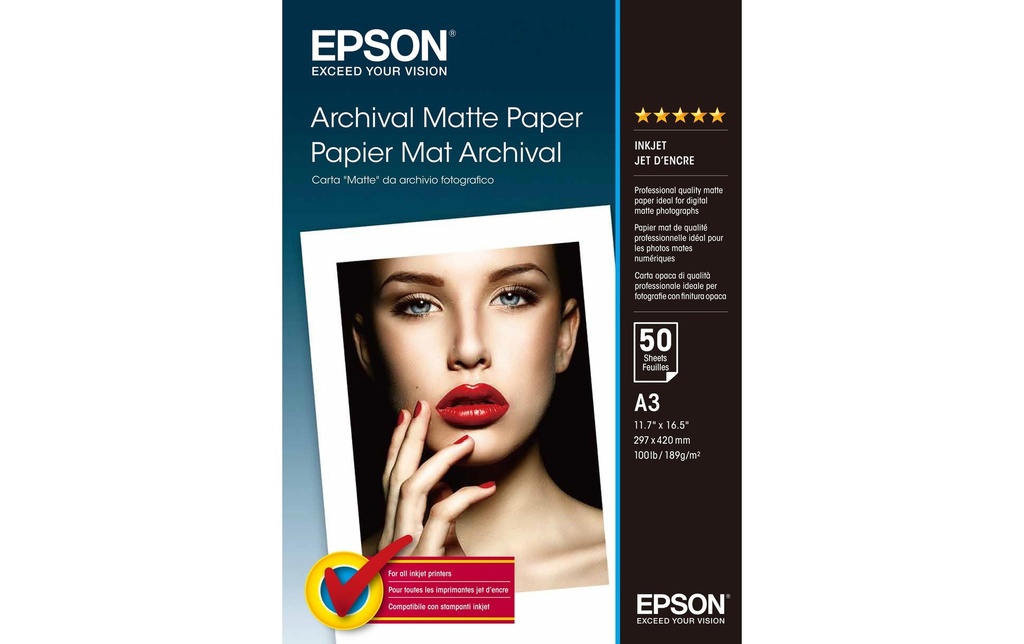 Epson Papier photo A3 189 g/m 50 Pièce/s