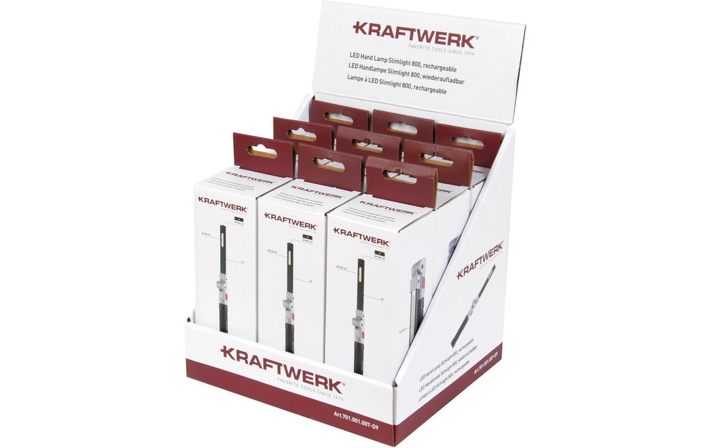 Kraftwerk 9 x LED Lampe à main Slimlight 800, 3.7 V, 2600 mAh