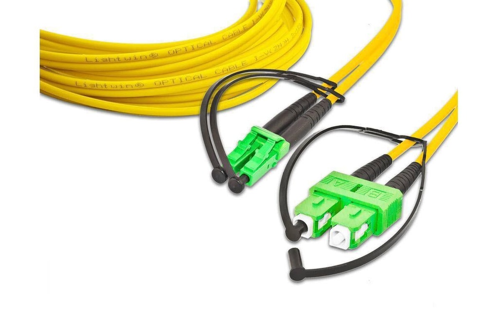 Lightwin Câble patch à fibre optique Singlemode LC/APC – SC/APC, OS2, Duplex, 2 m
