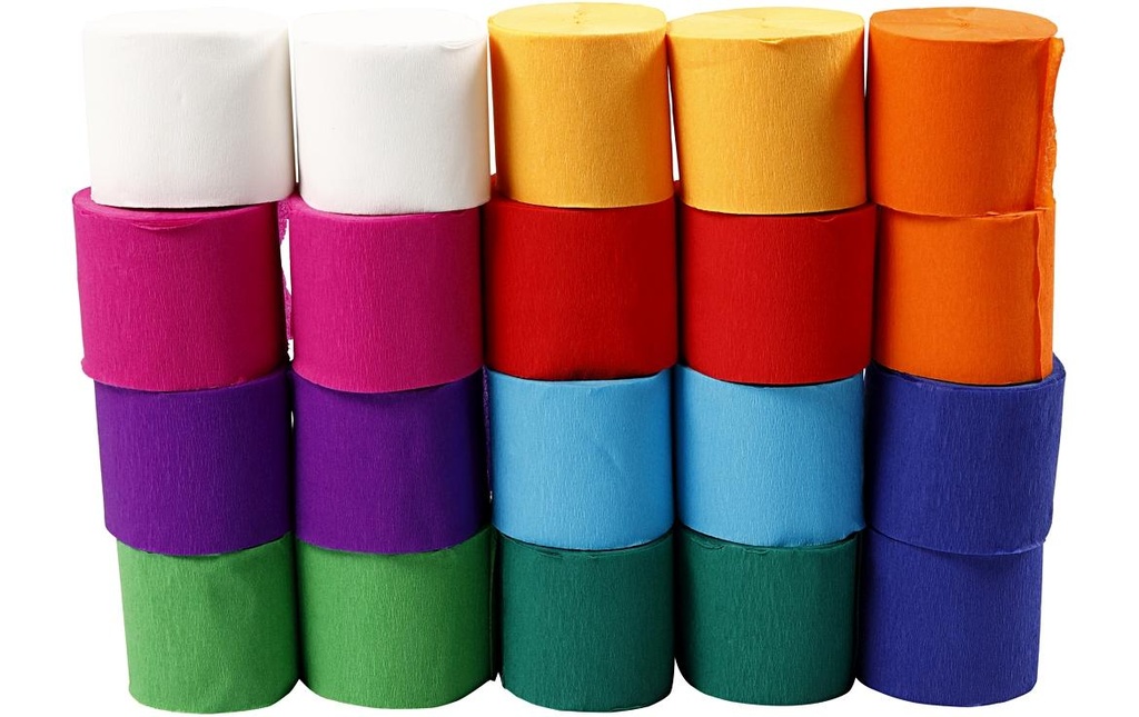 Creativ Company Papier crêpe 5 cm x 20 m, 20 Pièce/s, Multicolore