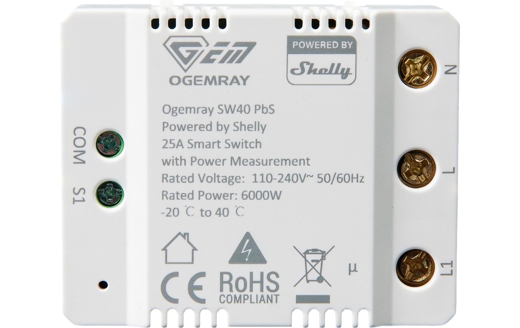 Shelly Ogemray Smart Relay 25 A 6000 W