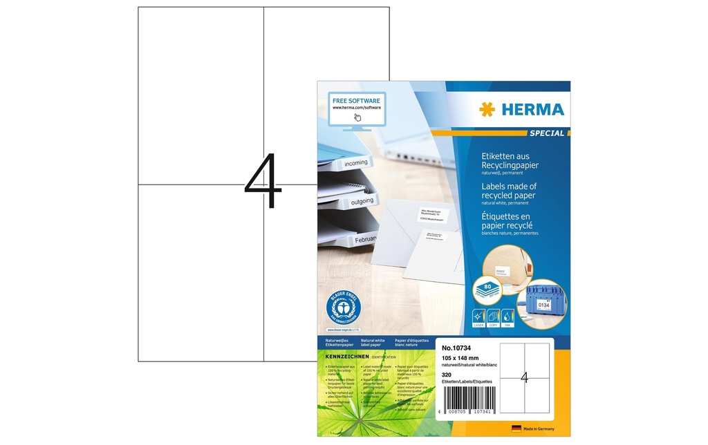 HERMA Étiquettes universelles 105 x 148 mm, 80 feuille
