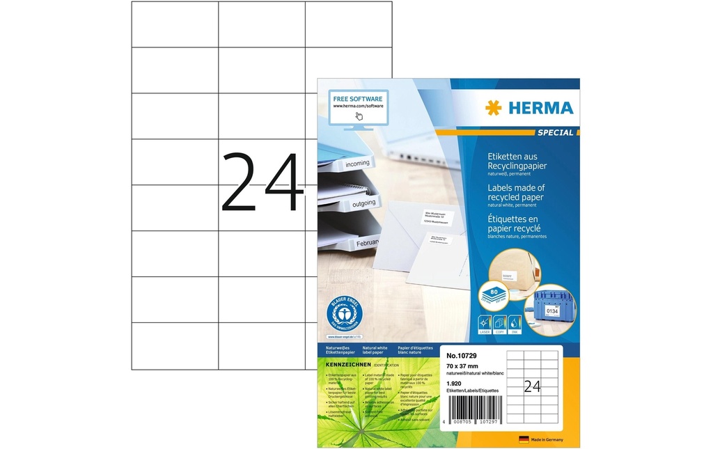 HERMA Étiquettes universelles 70 x 37 mm, 80 feuille