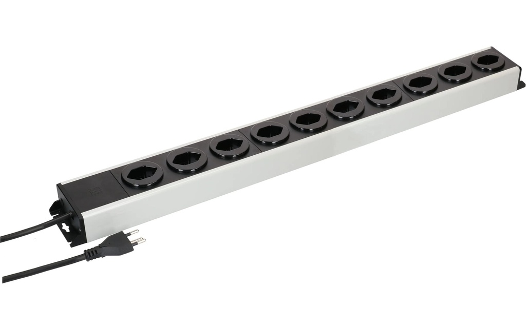 Max Hauri Bloc multiprises Power Line 10 x T13 1.5m - Gris / Noir