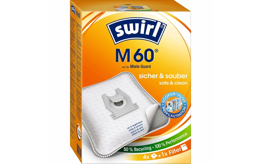 Swirl Sac filtrant pour aspirateur M60 4 Pièce/s