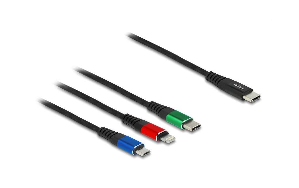 Delock Câble chargeur USB USB-C - Lightning/USB-C/Micro-USB B 1 m