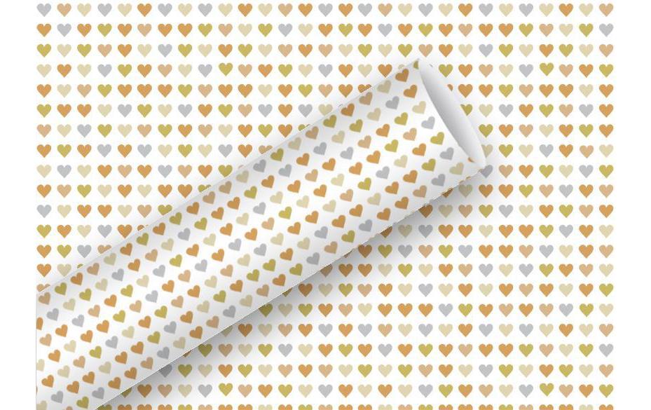 Braun + Company Papier cadeau Heart to Heart Or, 1.5 m x 70 cm