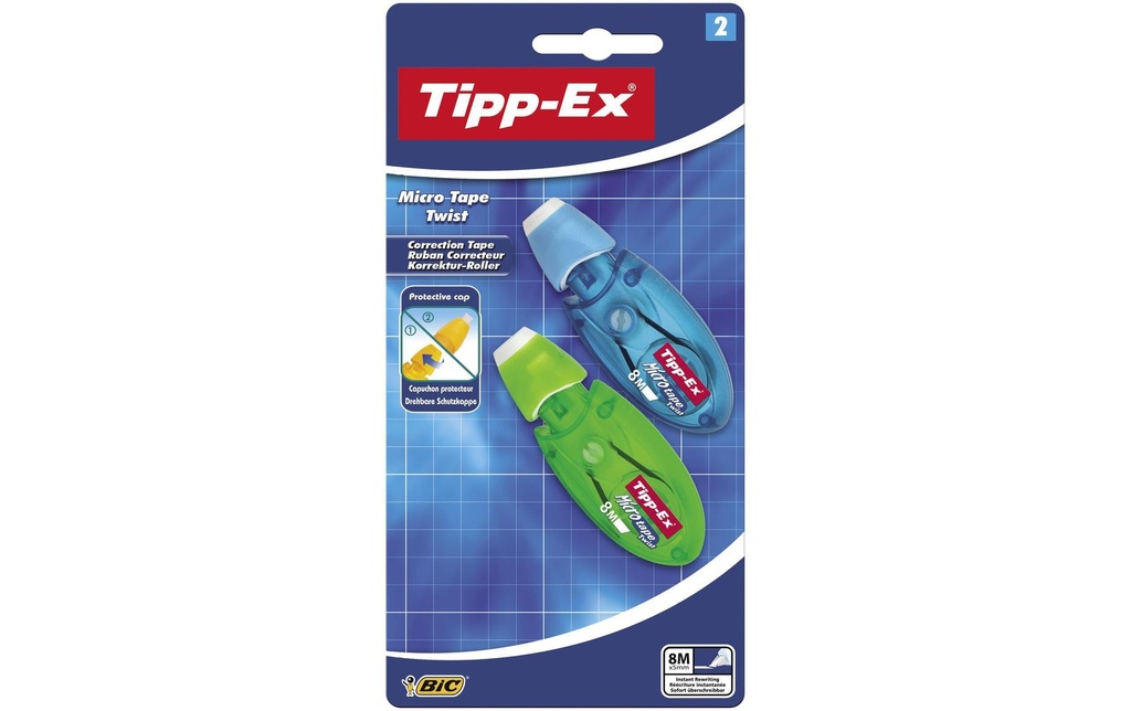 Tipp-Ex Roller de correction Micro Tape Twist 8 m x 5 mm 2 pièces