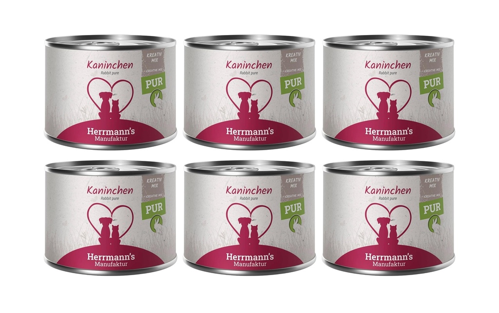 Herrmann's Alimentation humide Viande pure de lapin 6 x 200 g