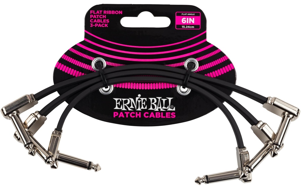 Ernie Ball Câble patch 6221 Paquet de 3 - 0.15 m, Noir