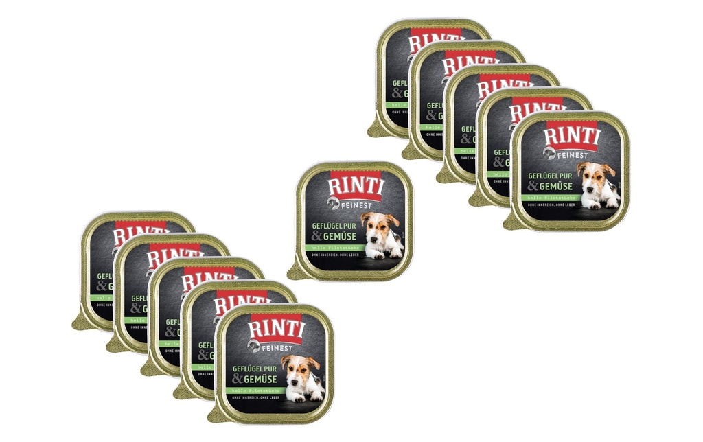 Rinti Alimentation humide Feinest Volaille Pur & Légumes, 11 x 150 g