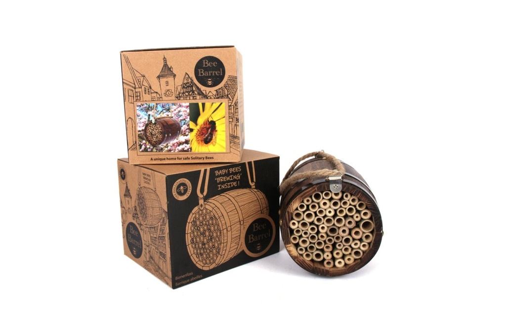 Wildlife World Hôtel pour abeilles sauvages Tonneau pour abeilles 13 x 13 x 18 cm