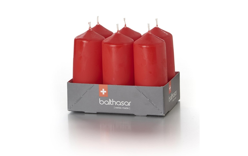 balthasar Bougie cylindrique Rouge, 6 pièces