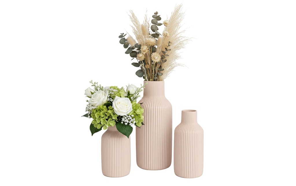 relaxdays Vase Set de 3 pièces, crème