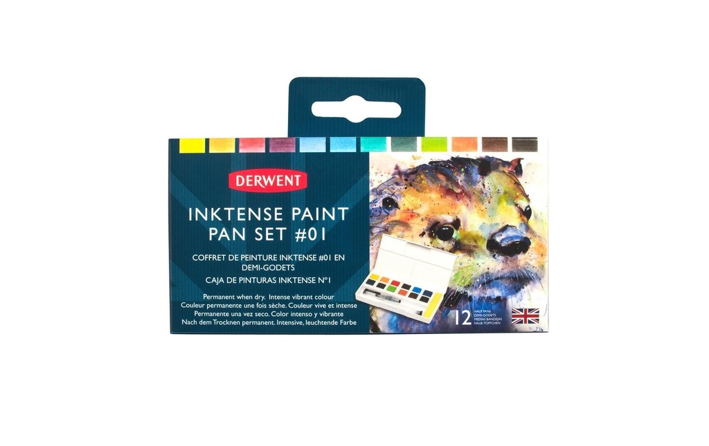 Derwent Inktense 12 pots de peinture, soluble dans l'eau, 12 pièces