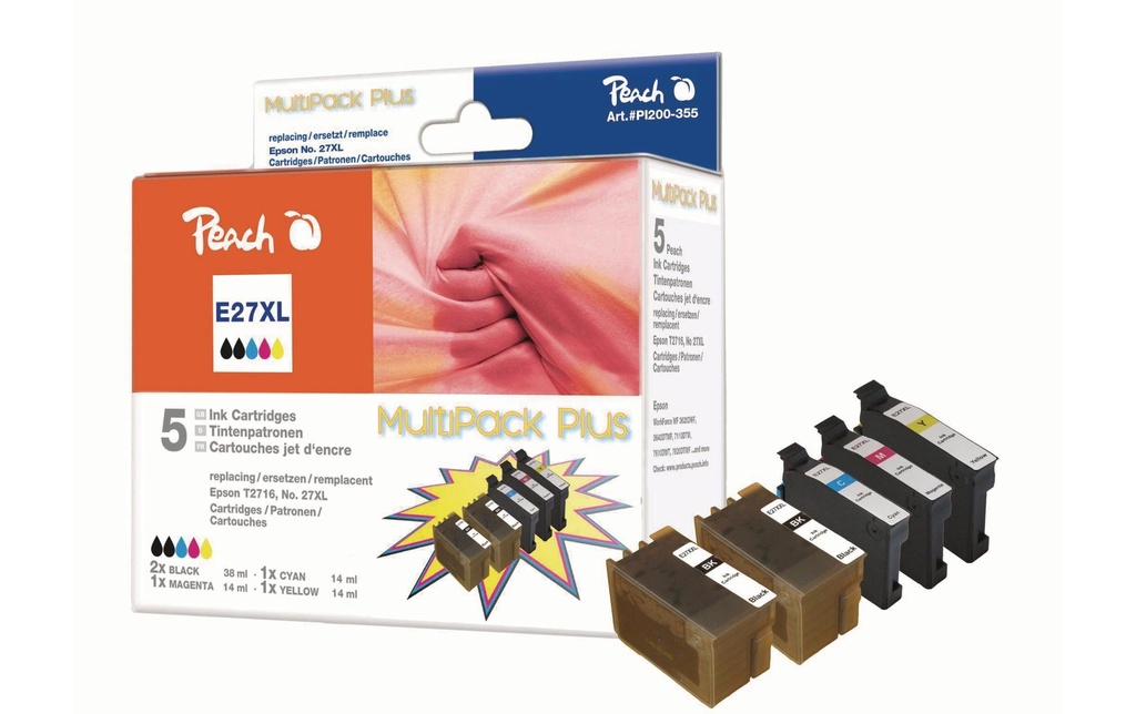 Peach Kits d’encre Epson T27 C, M, Y, 2x BK