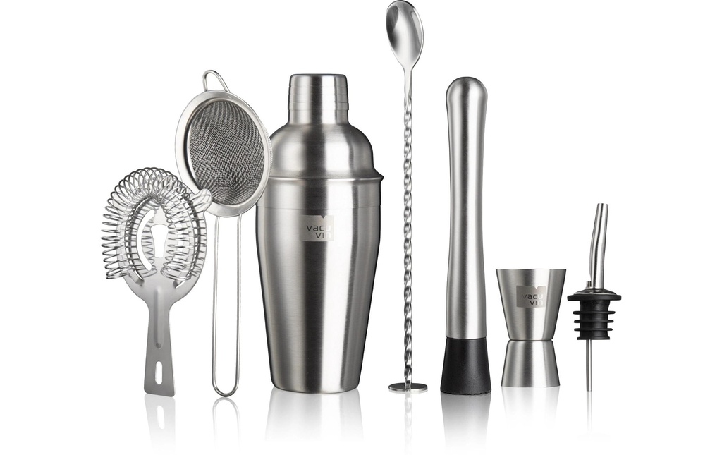 Vacuvin Kits de mixeur de boissons Set à cocktail 7 pièces 550 l, Argenté