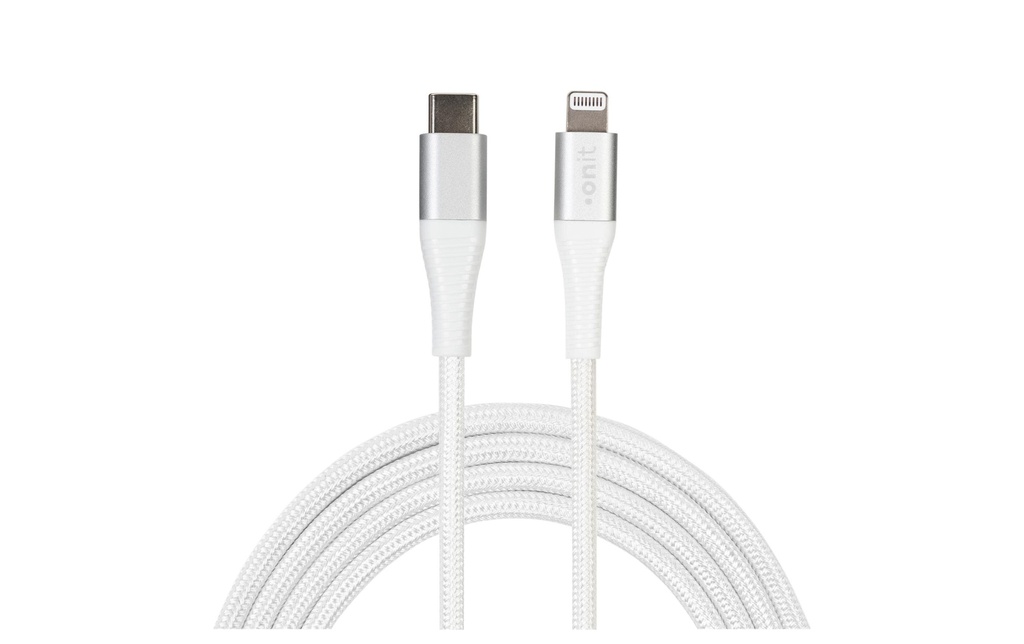 onit Câble USB 2.0 30 W, MFi, USB-C - Lightning, 2 m, Blanc