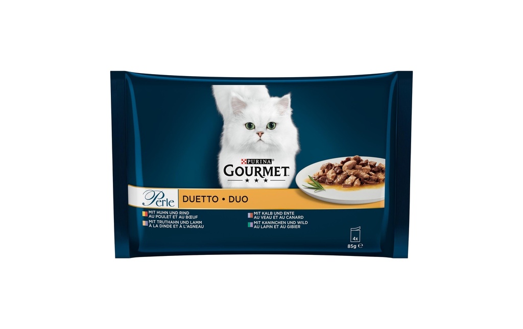 Purina Gourmet Alimentation humide Gourmet Perle Boeuf et poulet, 4 x 85 g