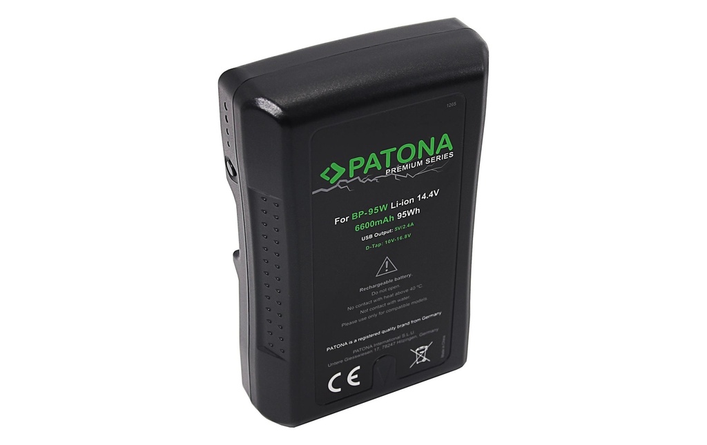 Patona Batterie pour caméra vidéo Premium V-Mount 95 Wh