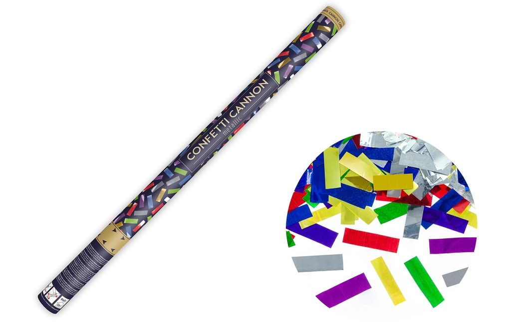 Partydeco Canon à confettis rayures en couleur, 80 cm